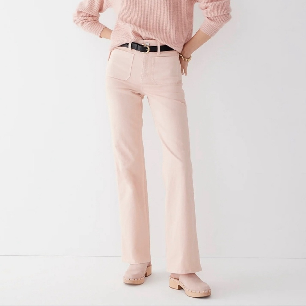 NWT J.Crew High-Rise Full-Length Garment Dyed Light Pink Flare Jean